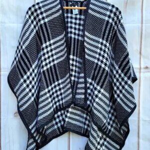 NWOT Talbots Black White Plaid Shawl Size XS/S